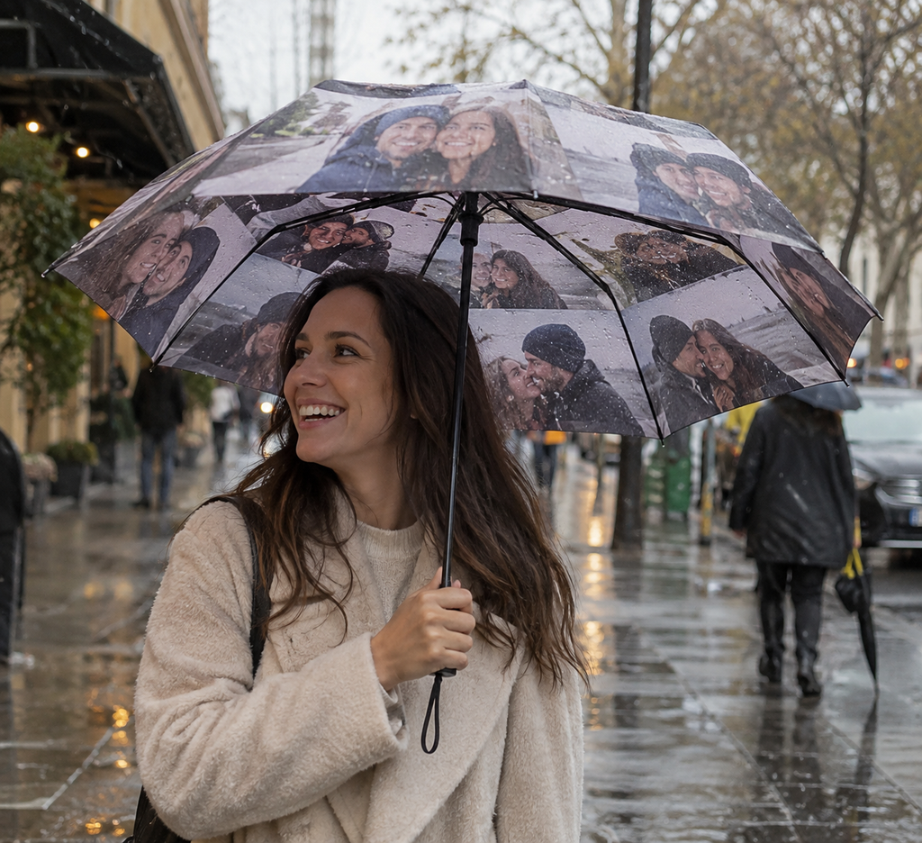 Photo umbrella used in a rainy street