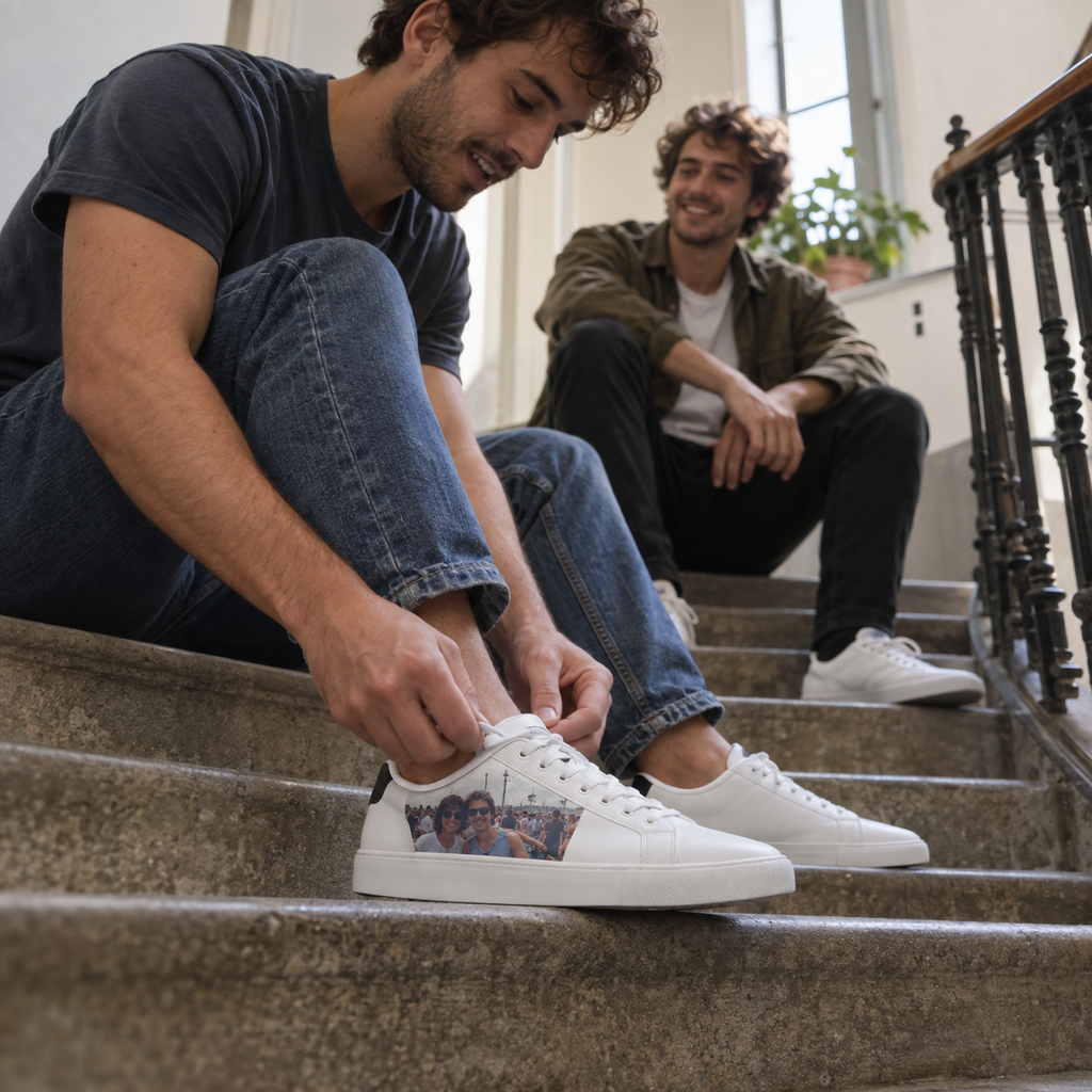 Sneakers with a personal picture on the fabric side
