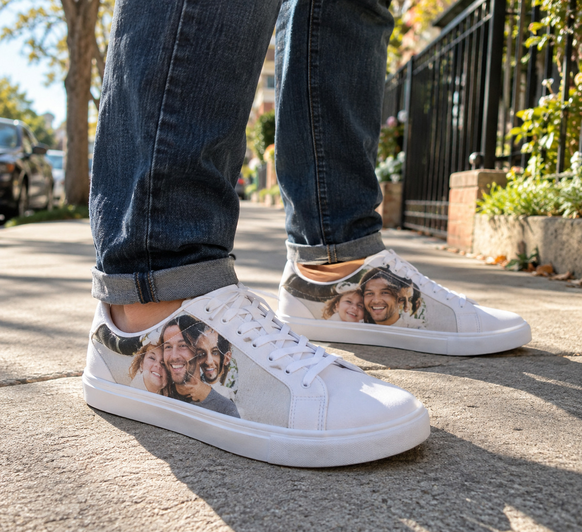 Photo print on the sides of everyday sneakers