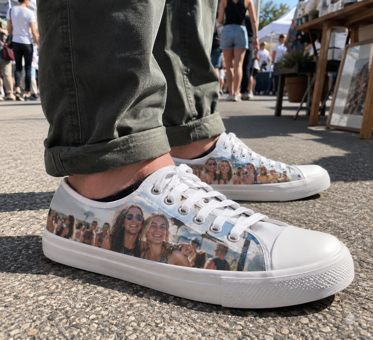 Sneakers printed with a personal festival photo