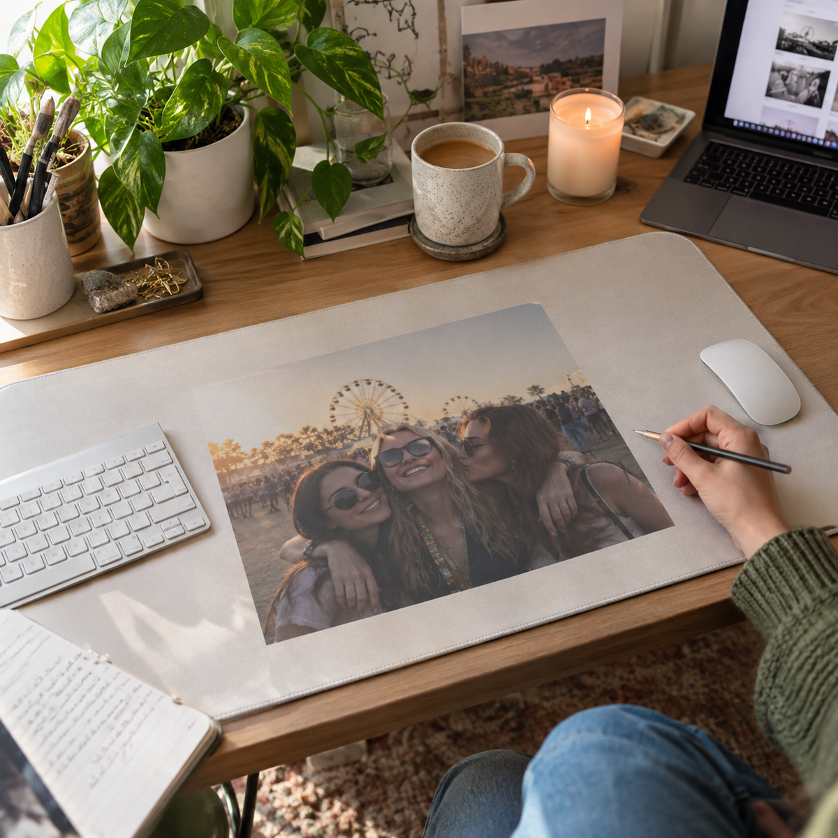 Desk mat with a favorite family photograph