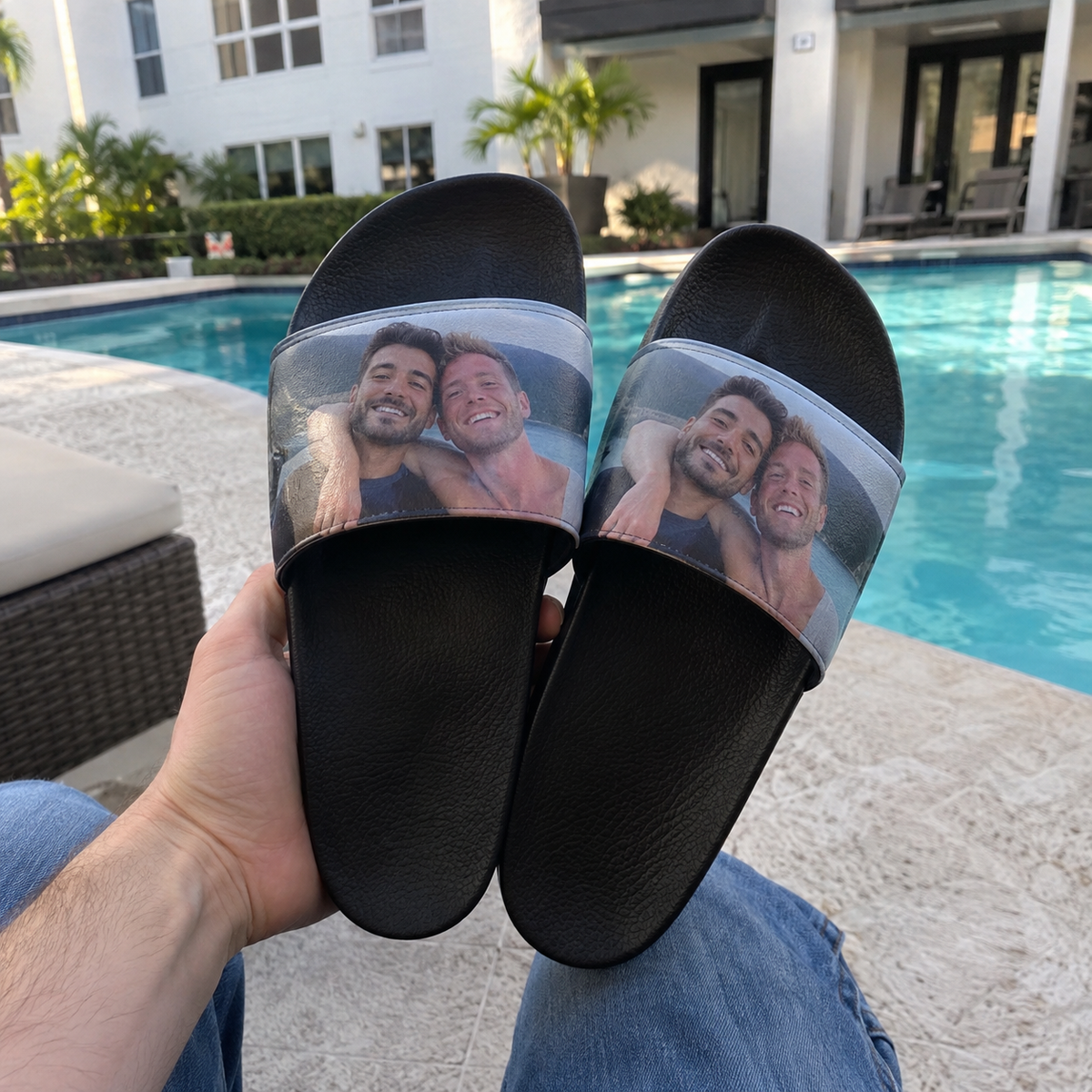 Men’s Slide Sandals: personalized photo lifestyle example 2