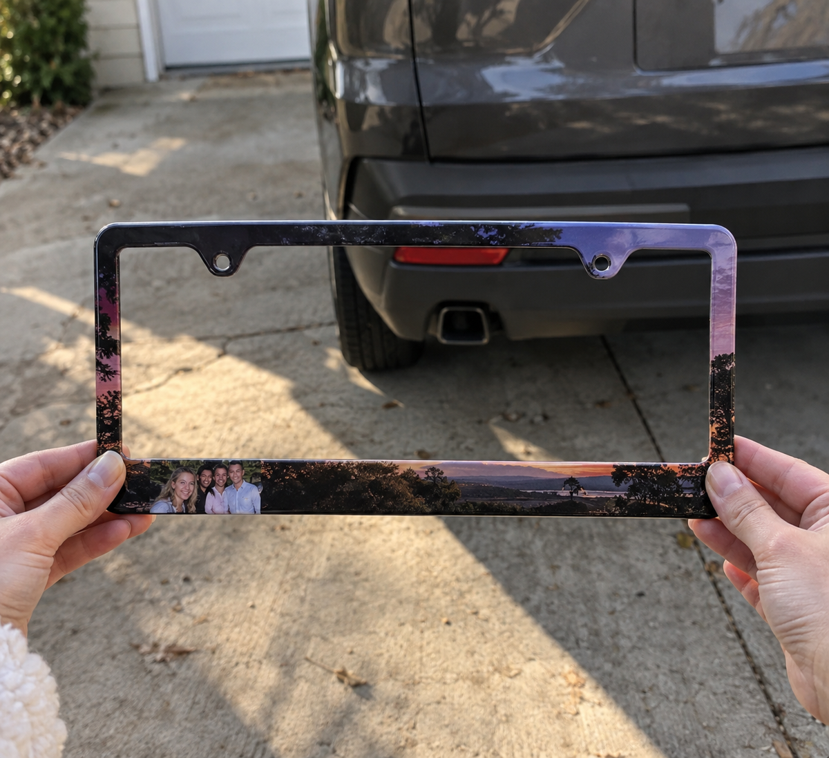 License Plate Frame: personalized photo lifestyle example 3