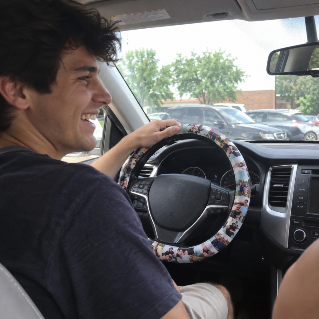Steering Wheel Cover: personalized photo lifestyle example 2