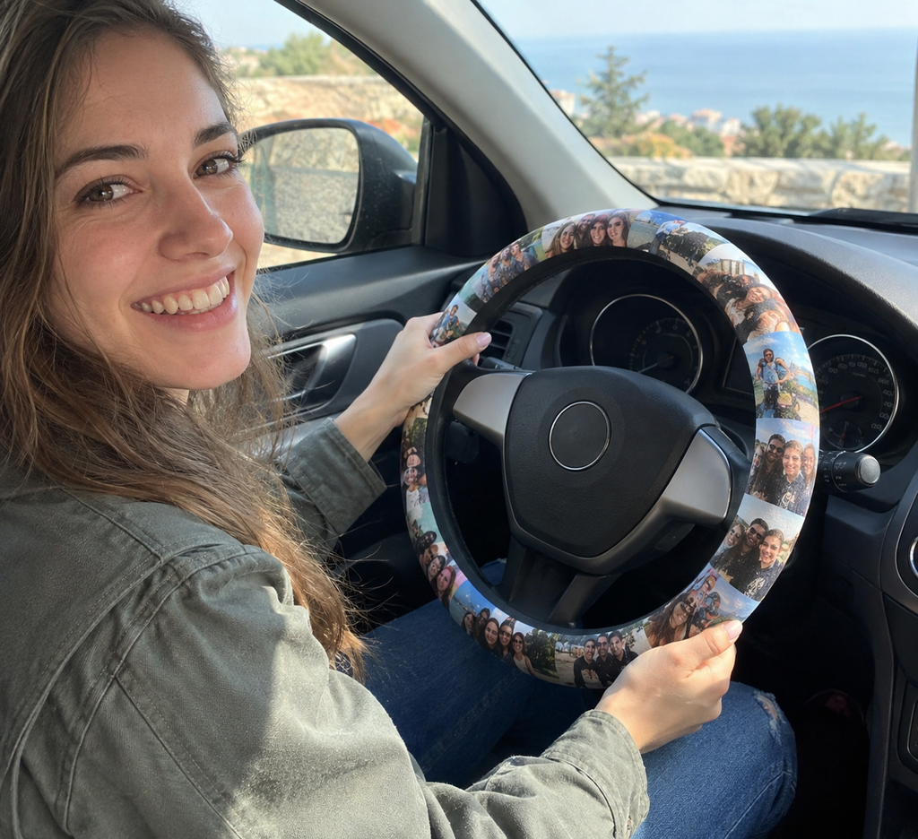Steering Wheel Cover: personalized photo lifestyle example 3
