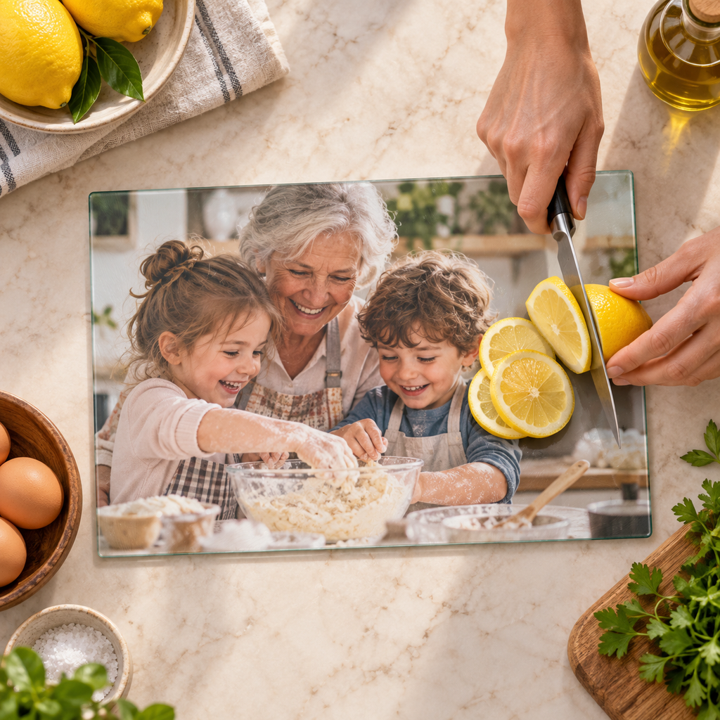 Sheloves personalized hero · Glass Cutting Board · batch-005
